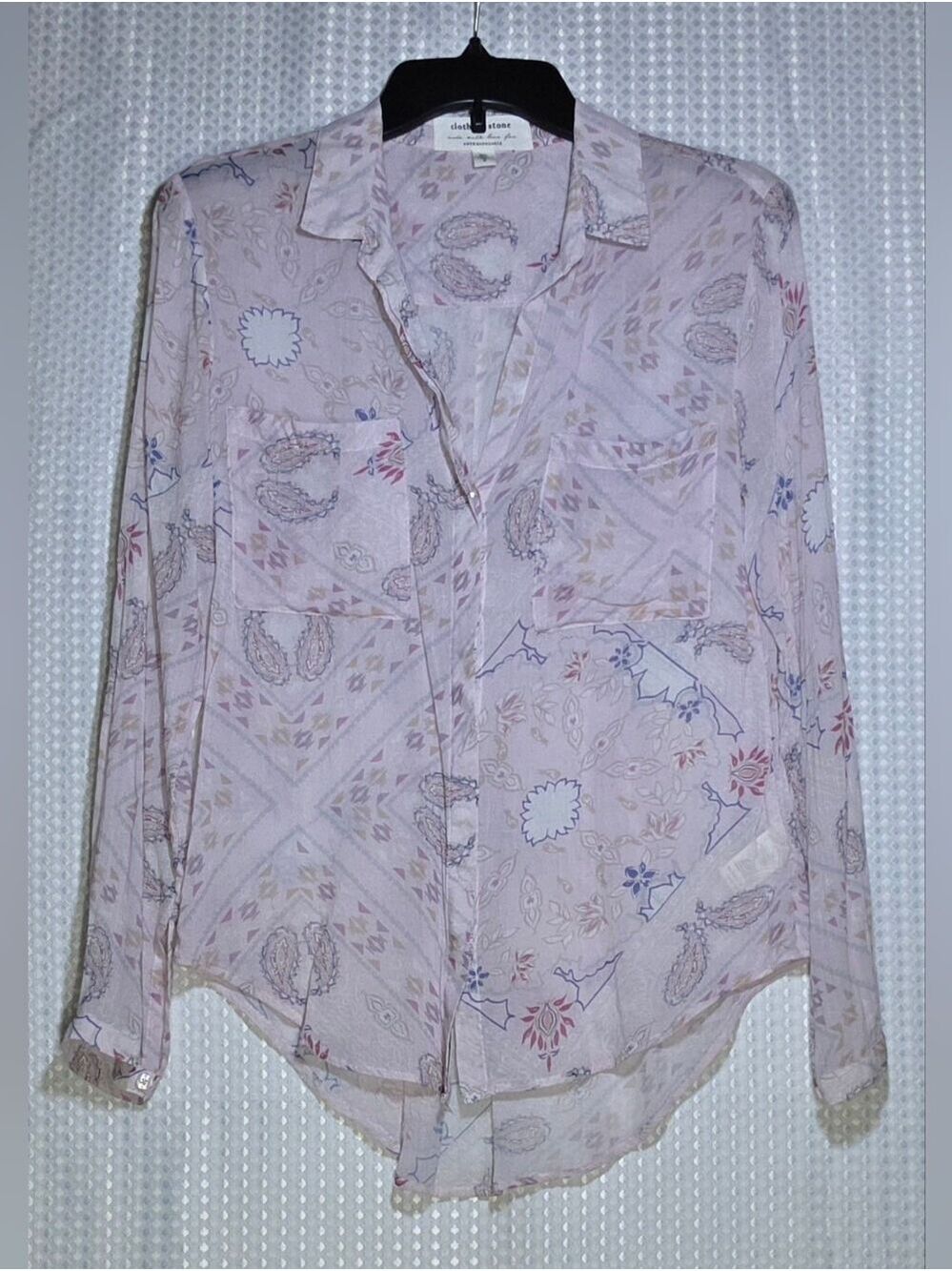 Cloth & Stone for Anthropologie Purple Paisley Tavari  Button Down Shirt - Picture 7 of 14